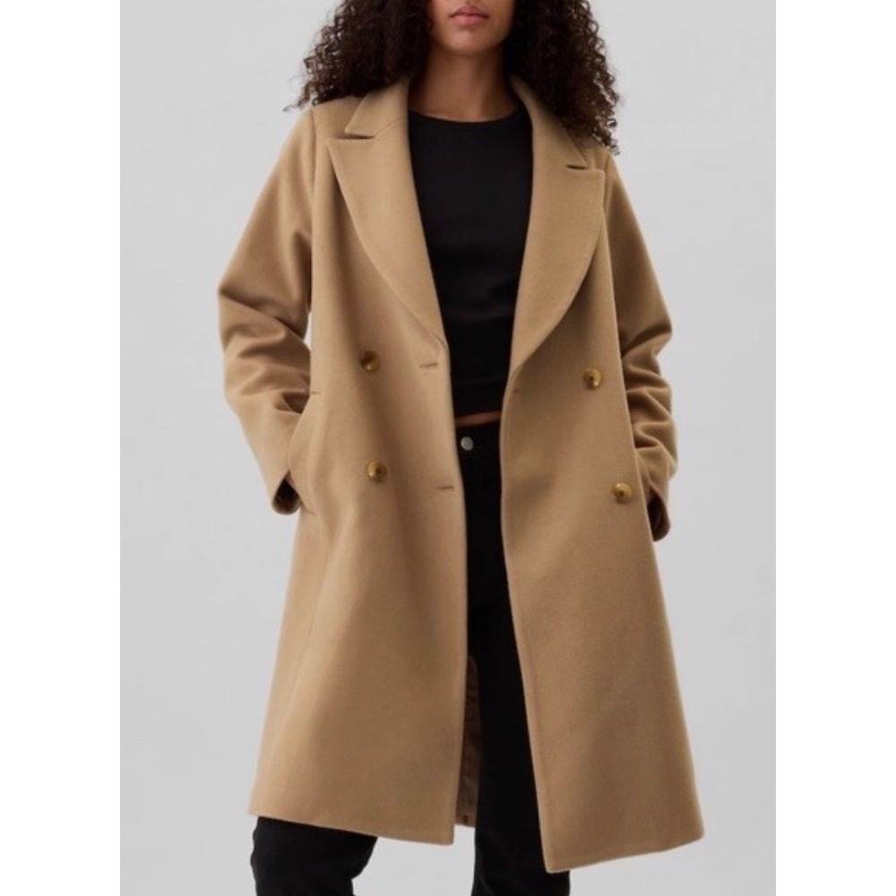 GAP Women's Camel Wool Blend Double Breasted Topcoat‎ XL New With Tags